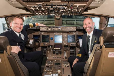 Richard Clarke in cockpit with co-pilot