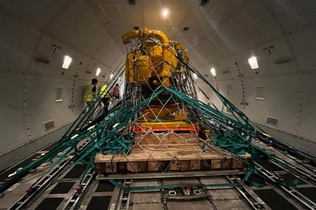 oil drilling equipment on cargo plane
